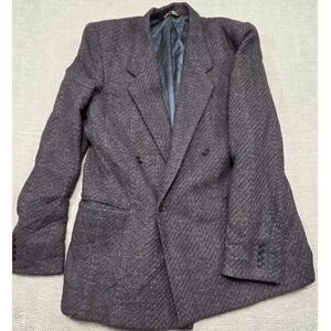 Raffinati Vintage Mens Double Breasted Blazer Charcoal Purple Tweed USA Made